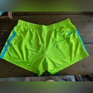 Adidas Lime Green Sports Shorts with Teal Trim